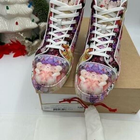 Christian Louboutin Orlato high top multicolor floral sneakers size 43.5 - Picture 4 of 14